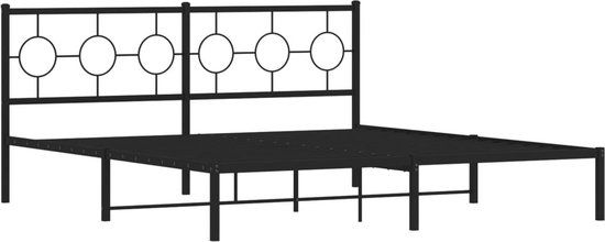 vidaXL Bedframe met hoofdbord - Metaal - Zwart - 183x213 cm