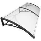 VOUNOT luifel voor voordeur 200 x 80 cm, luifel voor voordeur van aluminium en polycarbonaat, transparante boogluifel, luifel, zwart