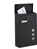 Merkloos Relaxdays Brievenbus met slot - 40x25x11,5 cm - 4 sleutels - metaal - zwart