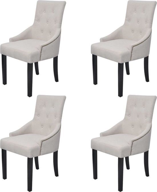 vidaXL Eetkamerstoelen 4 stuks stof crèmegrijs