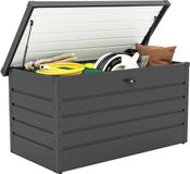 Outsunny Coffre de rangement d'extérieur - Acier galvanisé - 120x62x62cm - Gris foncé