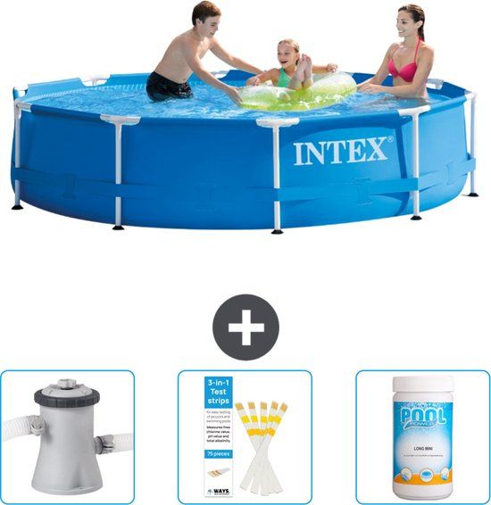 Intex Rond Frame Zwembad - 305 x 76 cm - Blauw - Inclusief Zwembadfilterpomp