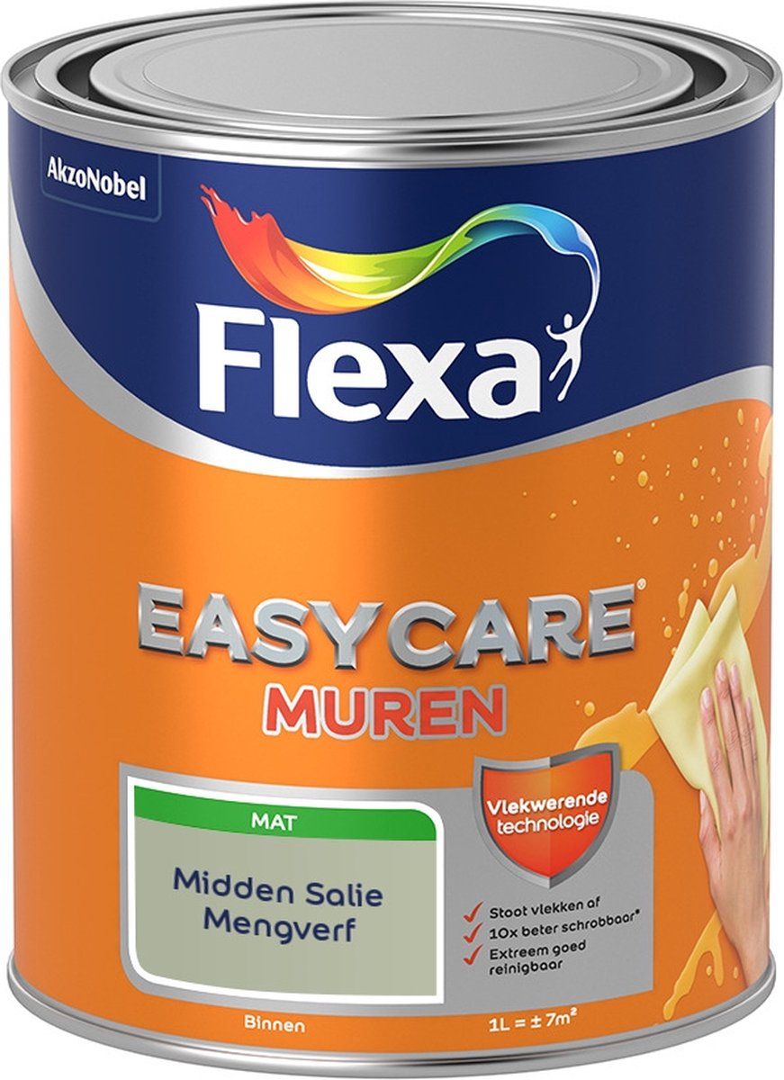 FLEXA Easycare Muurverf - Mat - Midden Salie - 1 liter
