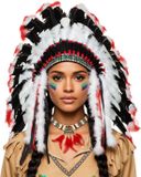 Boland Indianen verkleed accessoires set - Veren tooi en ketting - met ornamenten - voor volwassenen