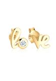 DIAMORE Elli PREMIUM - Oorbellen - DameshengstenLiefdesbelettering Basic met Diamant (0,03 ct.) in 585 Geelgoud - Dames
