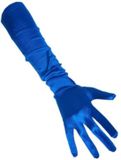 Merkloos Carnaval verkleed handschoenen - dames - blauw - satijn - 48 cm