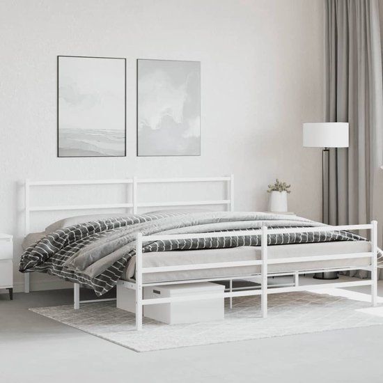 vidaXL Bedframe Metaal - Wit - 183x213 cm