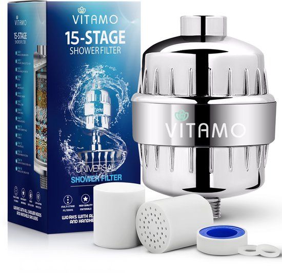 VITAMO Premium Universele 15 Stage Douchefilter & Extra Filter - Waterfilter Voor Douchekop