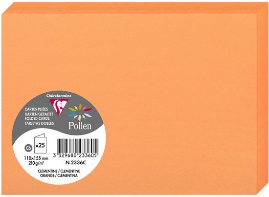 Clairefontaine Pollen Dubbele Kaart 110x155mm C6 Clementine Oranje