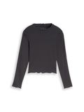 Tom Tailor Cropped shirt met ribbelstructuur Maat 176 coal grey