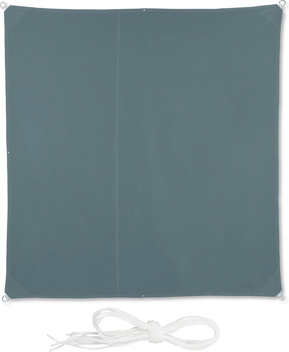 Relaxdays schaduwdoek vierkant - balkondoek - zonnezeil - zonwering - schaduwzeil - grijs 3 x 3 m