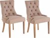 CLP Aberdeen Set van 2 eetkamerstoelen - Zonder armleuning - Hout - Stof - taupe antiek licht