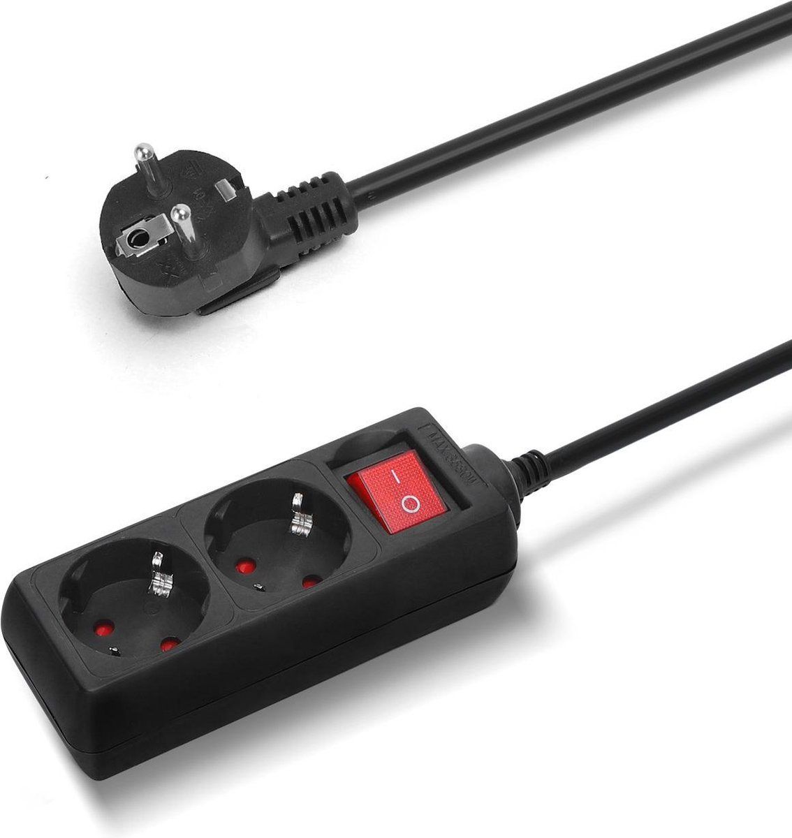 Aigostar 20QIK Stekkerdoos - 2-voudig - 3 meter - Zwart