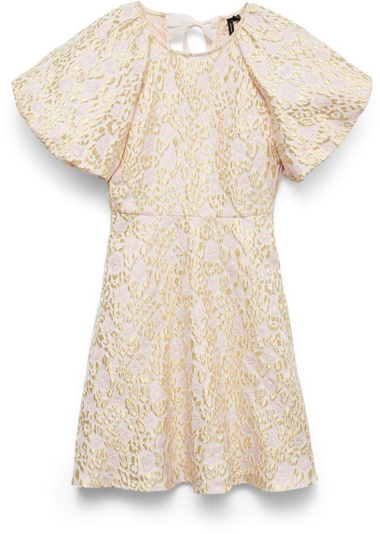VERO MODA VMNORA PUFF SLEEVES JACQUARD DRESS EXP Mini Jurk Goud