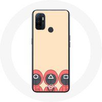 Maniacase Hoesje voor Oppo A53 Inktvis Spel Maskers Vierkant Driehoek en Cirkel Fan Art