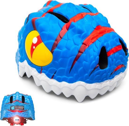Crazy Safety Kinderfietshelm - Blauwe Draak - Maat S (49-55 cm)