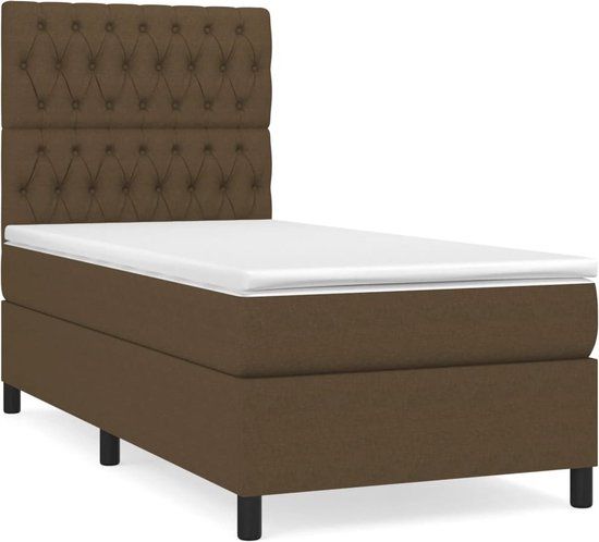 vidaXL Boxspring met matras stof donkerbruin 90x190 cm