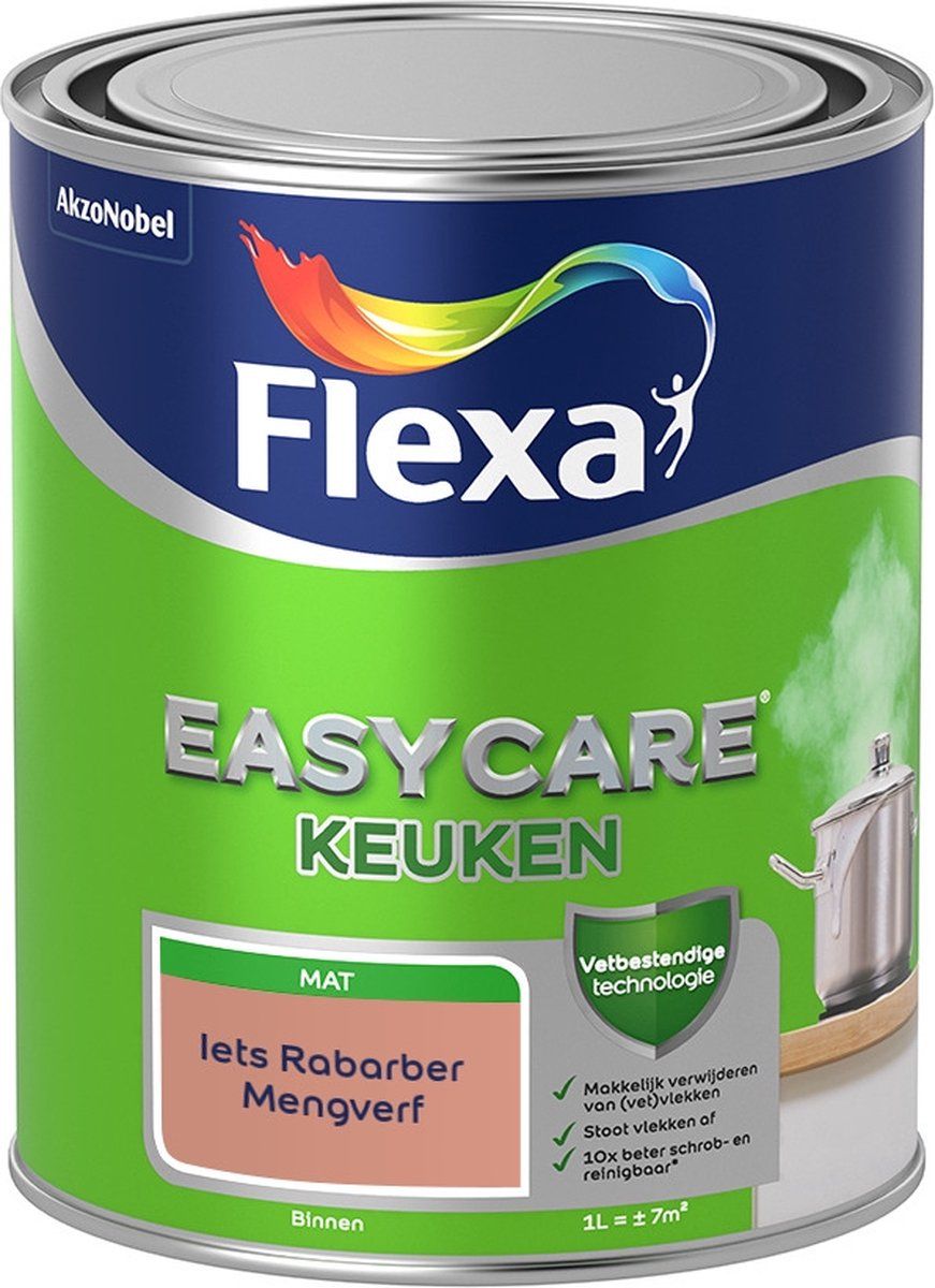 FLEXA Easycare Muurverf - Keuken - Mat - Iets Rabarber - 1 liter - 8711113211918