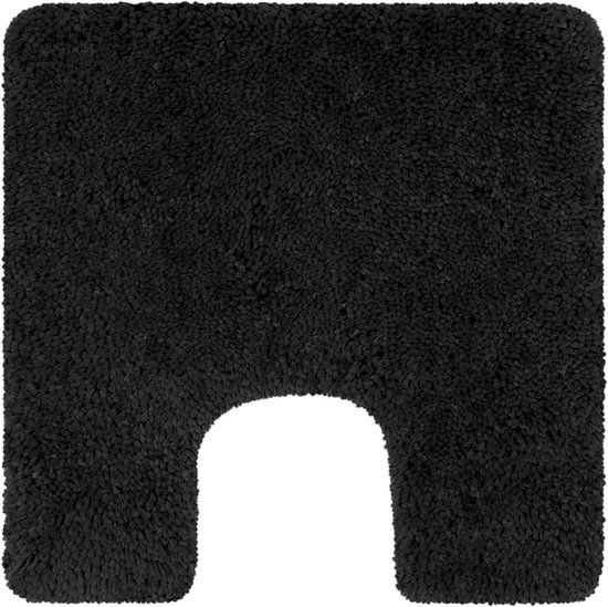 Spirella Badmat – Microvezel Badkamermat met Antislip Onderzijde – Zwarte Polyester – 55 x 55 cm