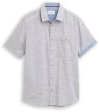 Tom Tailor - Regular fit katoenen overhemd met korte mouwen - Maat XXL - leaf green horizontal stripe
