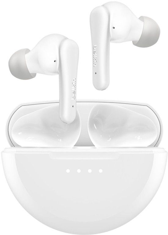 Belkin SoundForm Rhythm True Wireless-oortjes met Bluetooth 5.4, IPX5-bestendig, Wit