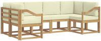 vidaXL - Hoek loungeset - 6 zitplekken - Wit en crème - Acacia hout