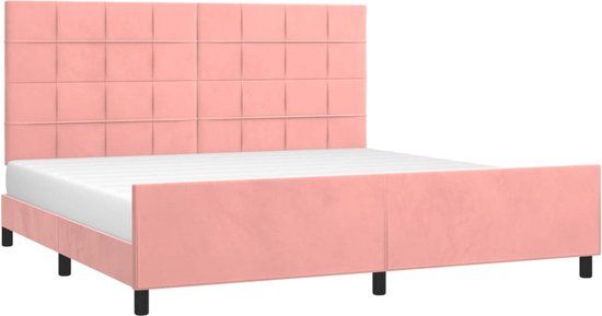 vidaXL Bedframe met hoofdeinde fluweel roze 200x200 cm