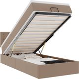 vidaXL Ottomaans bed met matras 90x190cm Kunstleer Cappuccino