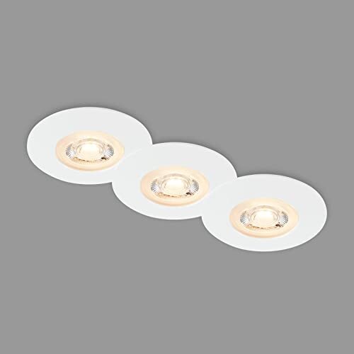 Briloner - Set van 3 plafondinbouwspots LED, ultravlakke inbouwspots, badkamer inbouwspots, badkamer inbouwspots IP65, wit mat, 90x25 mm (DxH)