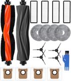 PolkaHome® set d'accessoires pour aspirateur robot Xiaomi X20+ / Dreame L10s Ultra / L10 Ultra / L10 Prime – 2 brosses principales, 4 filtres, 4 tampons de vadrouille, 4 brosses latérales, 4 sacs à poussière, 1 brosse de nettoyage, pièces de rechange