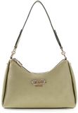 GUESS Anise Double Zip Shoulder Bag Sage Logo kaki