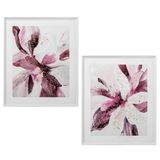 DRW Set van 3 abstracte afbeeldingen met houten frame in roze en wit, 53 x 4,2 x 63 cm