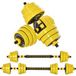 Ensemble d'haltères ajustables 2 en 1 avec barre d'haltérophilie, poids pour entraînement à domicile/salle de sport, noir et jaune