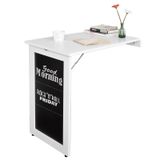 SoBuy FWT20-W Hoge Keukentafel - Wit Opvouwbaar Wandbureau met Schoolbord