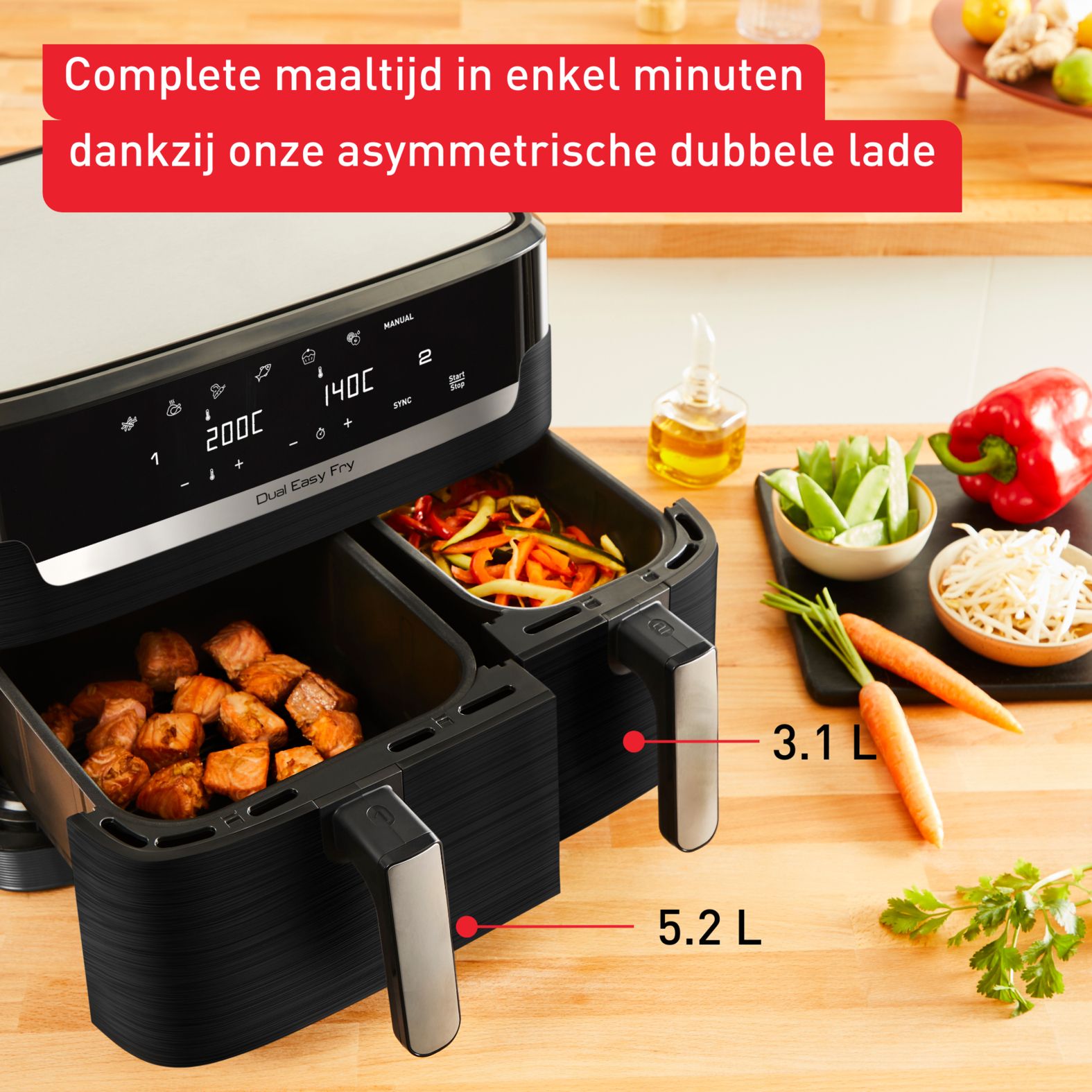 Airfryer Silikonform Zubehör für Tefal EY9018 Dual Easy Fry 5,2/3,1 L