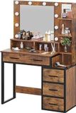 Viking Choice Coiffeuse - avec miroir et lumière - 92x40x143,5 cm - industriel