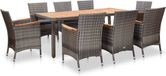 The Living Store Poly Rattan Tuinset - Gris - 6 personnes - Accacia accoudoirs