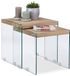 Merkloos Relaxdays Salontafel - Set van 2 - 40-45 cm hoog - Glazen onderstel - Houtlook