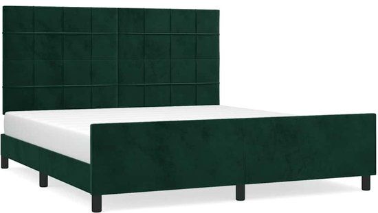 vidaXL Bedframe zonder matras 160x200 cm fluweel donkergroen