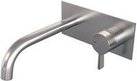 Brauer Brushed Edition Inbouw Wastafelmengkraan met Gebogen Uitloop en Afdekplaat Model E1 RVS Geborsteld PVD