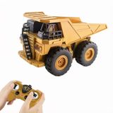 Jouet camion à benne télécommandé Véhicule de construction minière avec lumières LED Pneus en caoutchouc rechargeables Cadeau pour enfants