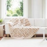 vidaXL - Antislip deken van imitatie konijnenbont Olite Beige Polyester