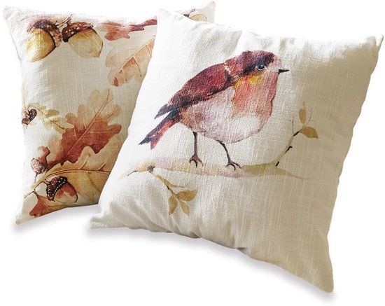 LOBERON Kussenhoes set van 2 Lovece wit/bruin