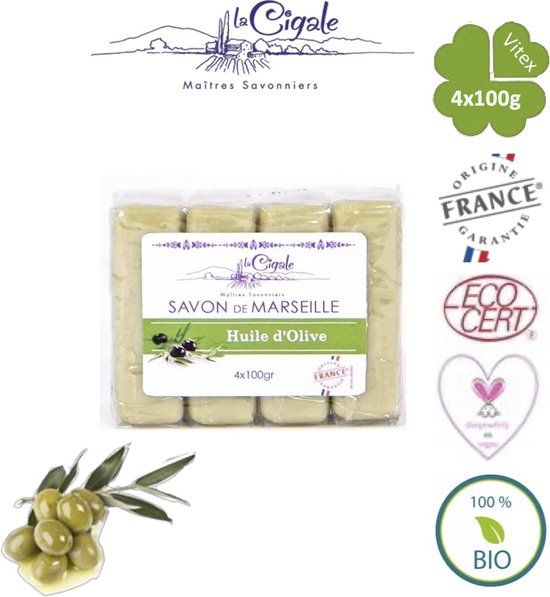 La Cigale Savon de Marseille olijvenzeep met Glycerine - 4x100g
