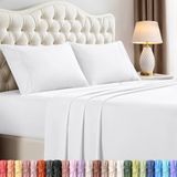 Utopia Bedding Beddengoedset met queensize bed - 4-delig beddengoed - geborsteld microvezel - krimp- en vervagingsbestendig - gemakkelijk te onderhouden (Queen, wit)