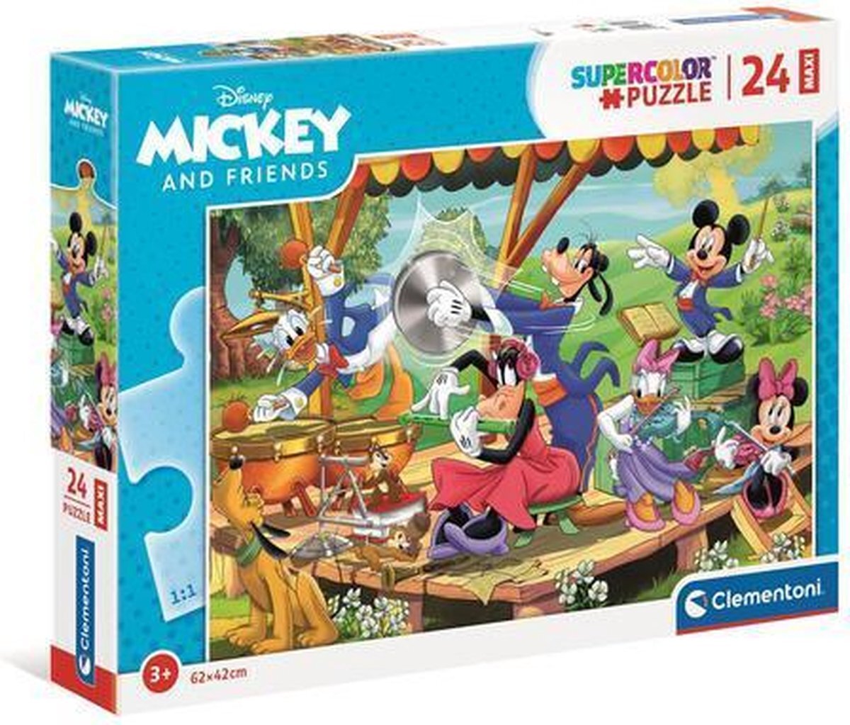 Clementoni 24218, Mickey & Friends Supercolor Maxi Puzzel voor kinderen - 24 stuks, leeftijd 3 jaar plus
