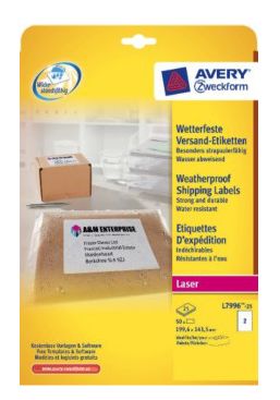 Avery L7996-25 - Printeretiketten - wit - polyester - laser-technologie
