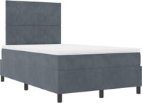 vidaXL LED Boxspringbed met Matras Donkergrijs 120 x 190 cm Fluweel