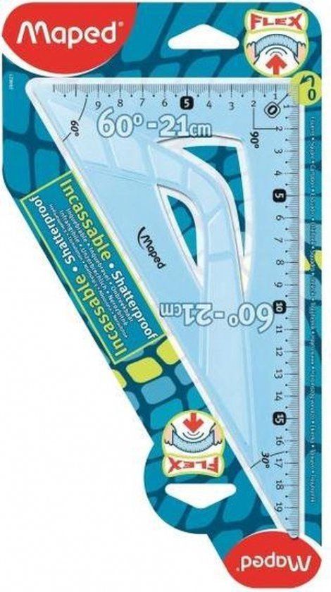 Maped Winkelhaak Onbreekbaar 21 cm 60° Geassorteerde Kleuren: Blauw en Groen