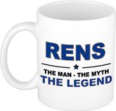 Bellatio Decorations Rens cadeau mok - man myth legend - naam koffiemok / beker - wit en blauw - 300 ml - verjaardag